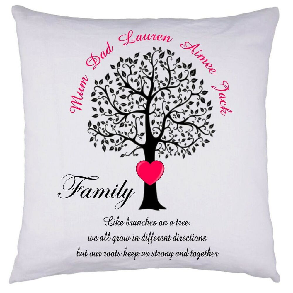 Late Mother's Day Gifts
 PERSONALISED Family Tree Cushion Cover Gift Valentines
