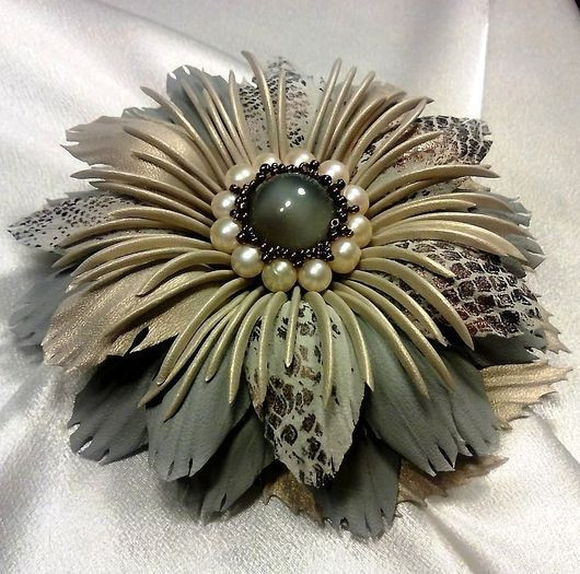 Leather Brooches
 Amazing Leather Flower Brooches by Viola The Beading Gem