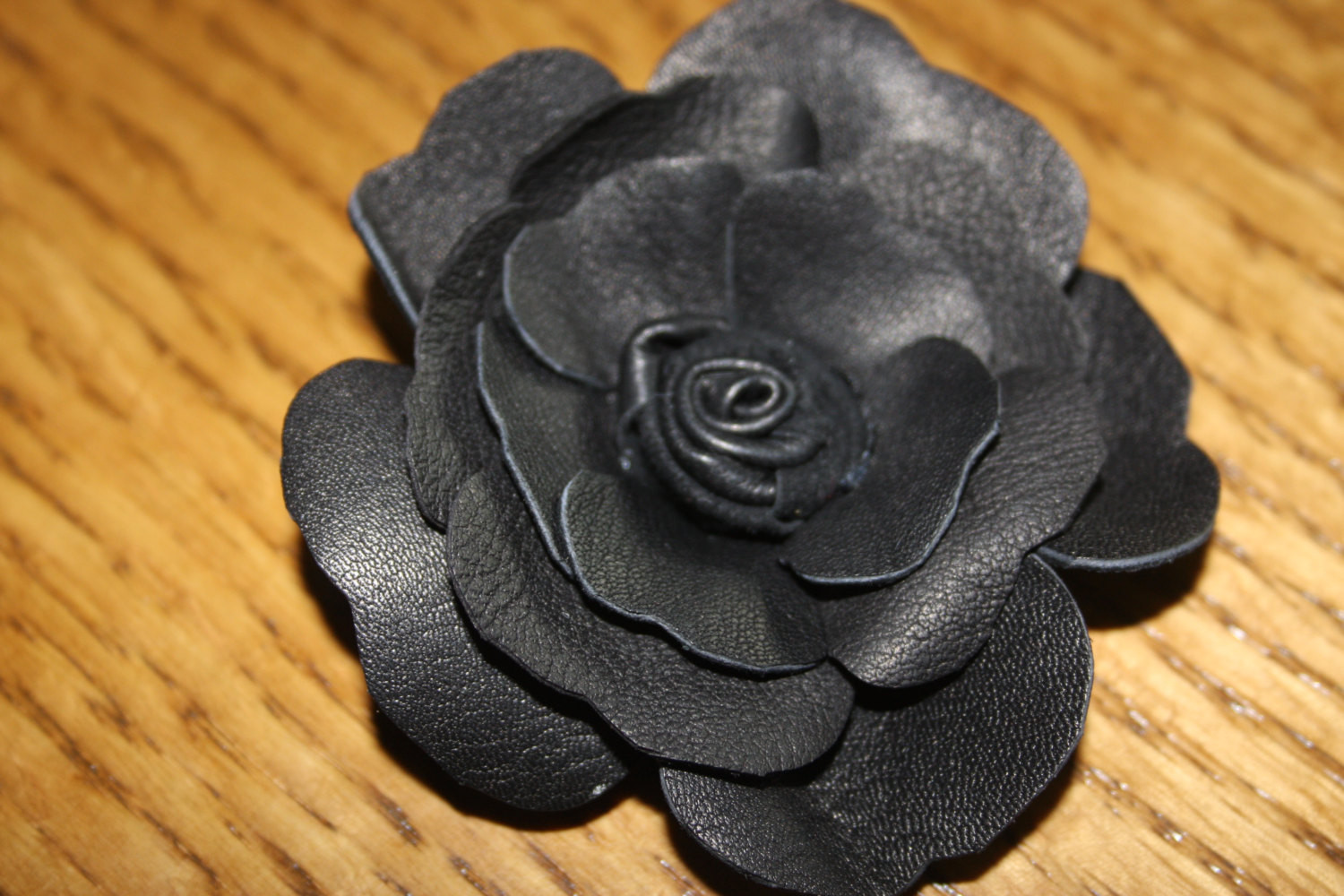 Leather Brooches
 Black leather corsageblack rose brooch pin hair clip or