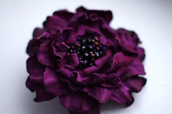 Leather Brooches
 Items similar to Purple leather flower brooch on Etsy