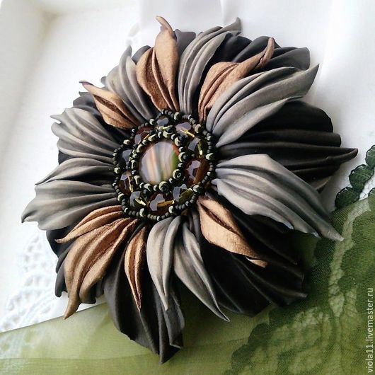 Leather Brooches
 Amazing Leather Flower Brooches by Viola The Beading Gem