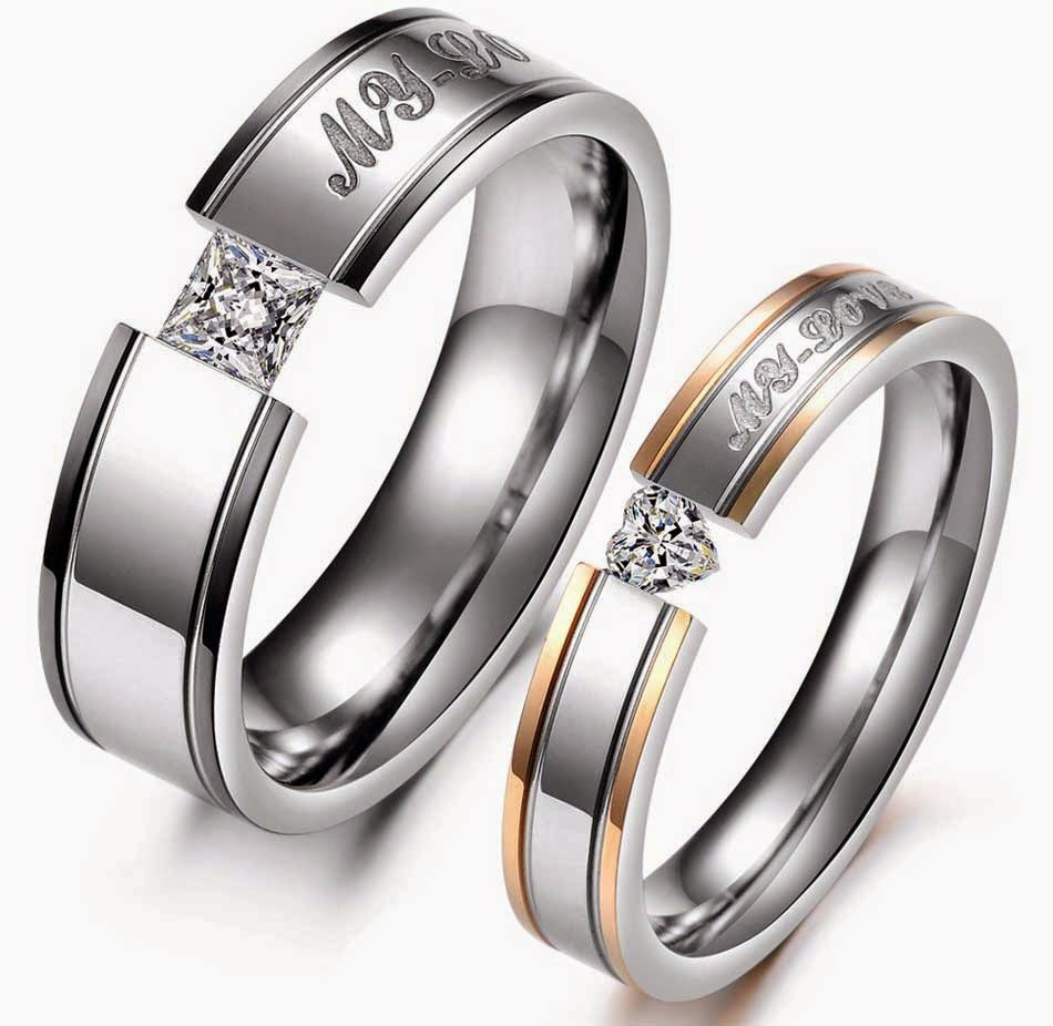 Matching Wedding Rings
 Matching Wedding Rings Sets Square & Heart Diamond Two Tone
