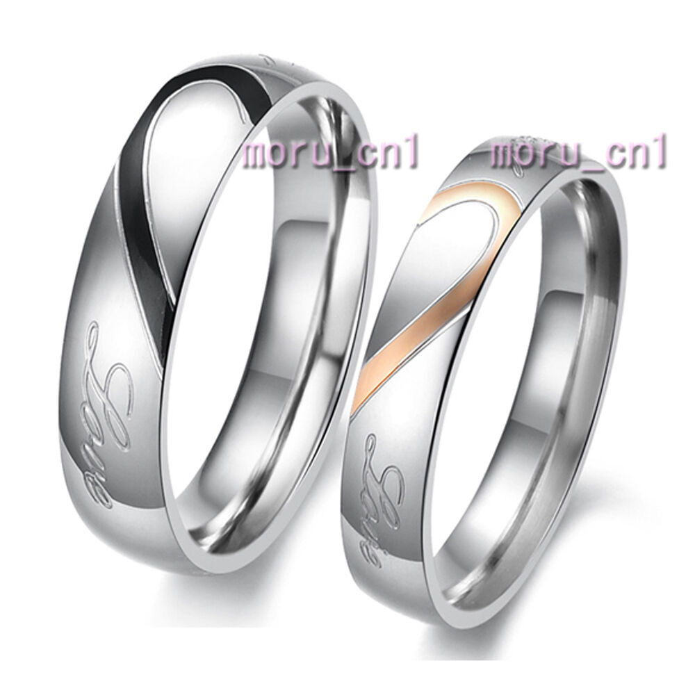 Matching Wedding Rings
 Classic Heart Shape Matching Wedding Bands Titanium Couple