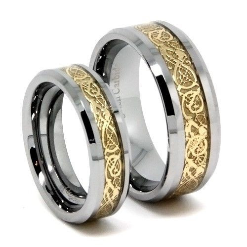 Matching Wedding Rings
 Matching Wedding Band Gold Dragon Tungsten Ring Set 8MM