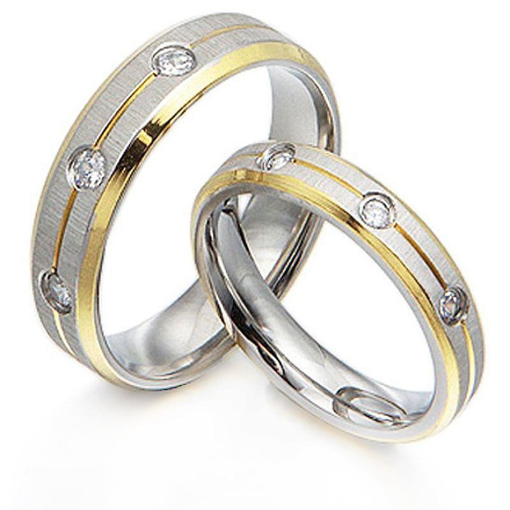 Matching Wedding Rings
 Groom&Bride 18K Gold Diamonds Matching Wedding Bands