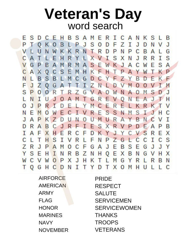 Memorial Day Activities For Seniors
 Veteran s Day word search and other activities