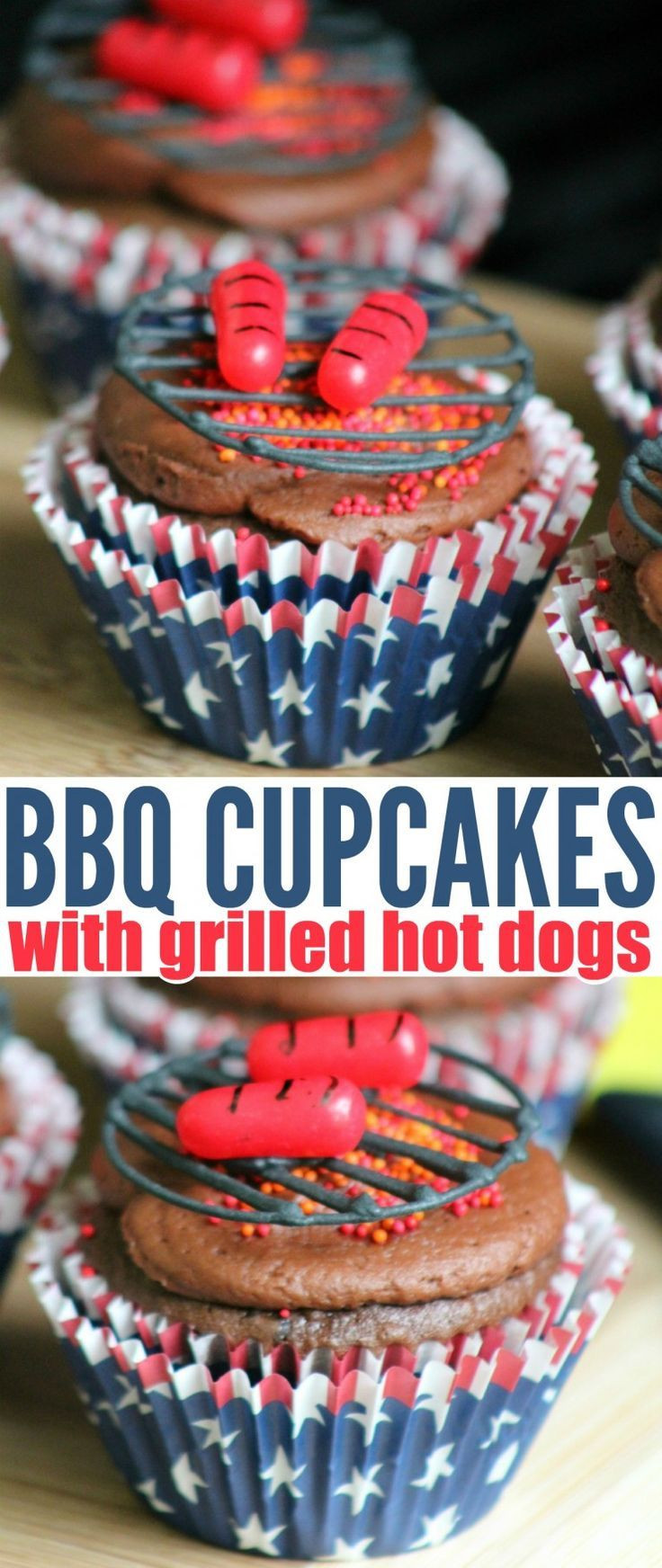 Memorial Day Cupcake Ideas
 These adorable BBQ Cupcakes with Grilled Hot Dogs really
