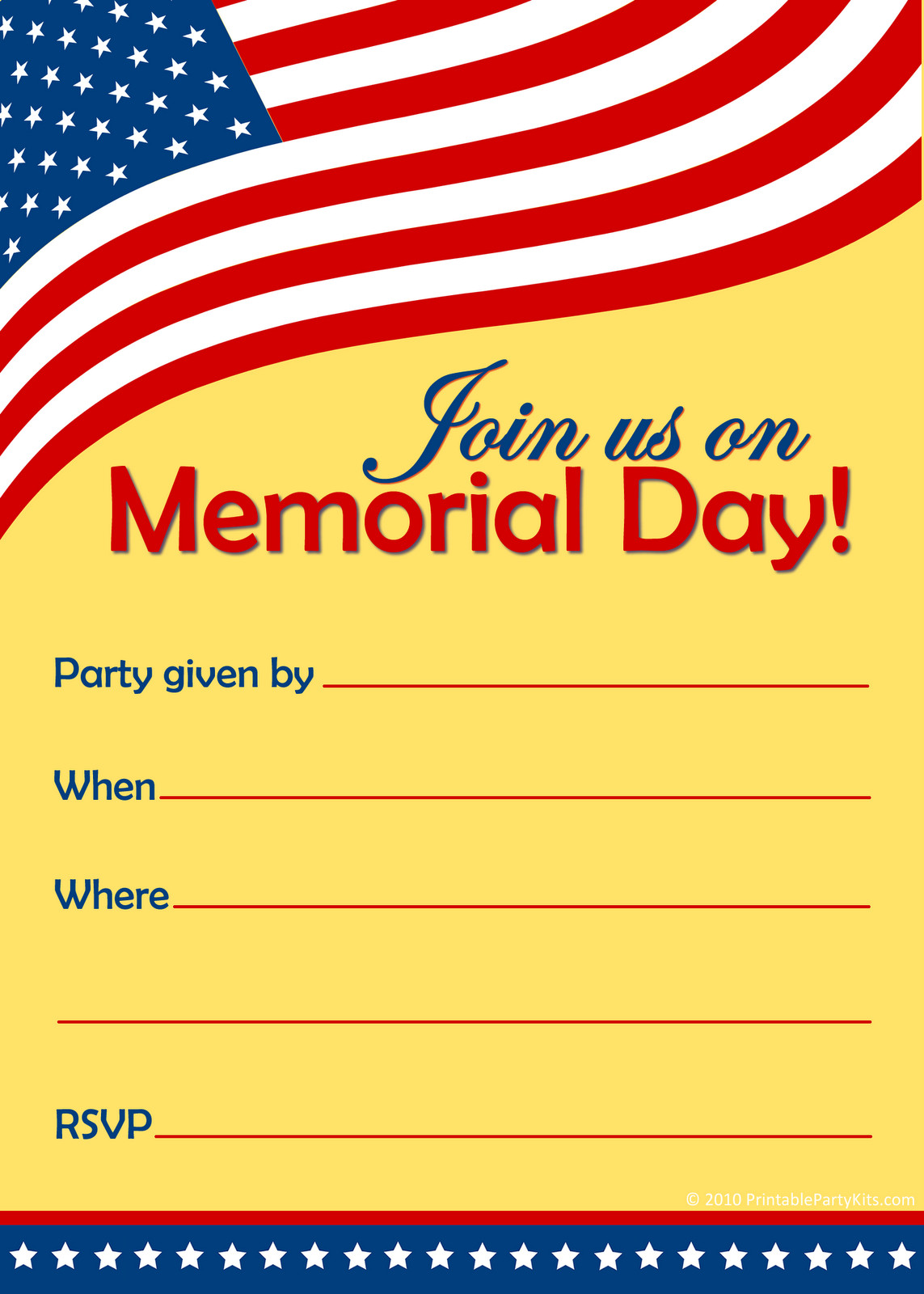 Memorial Day Party Invitation
 Free Printable Party Invitations Free Invitations for a