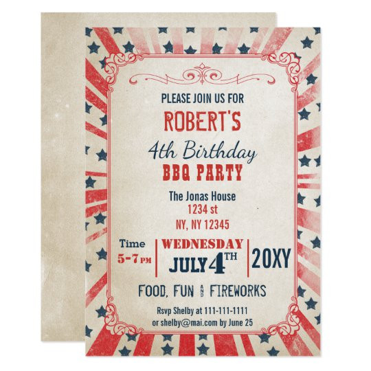 Memorial Day Party Invitations
 Custom 4th of July Party Invitation