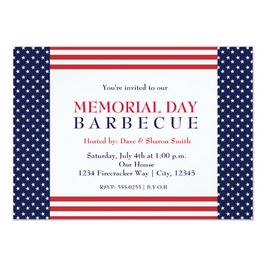 Memorial Day Party Invitations
 Memorial Labor Day Barbecue Party Event Invitation