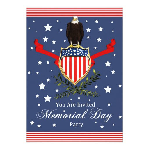 Memorial Day Party Invitations
 Memorial Day Card Party Invitation Eagle And Ban
