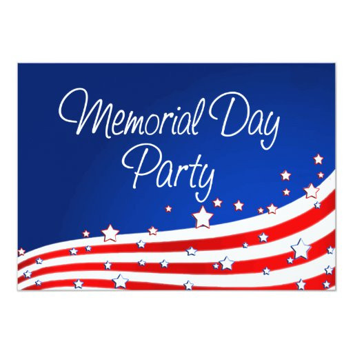 Memorial Day Party Invitations
 Flag and Background Memorial Day Party 5x7 Paper