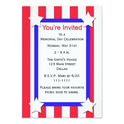 Memorial Day Party Invitations
 Memorial Day Party Stars and Stripes Invitation