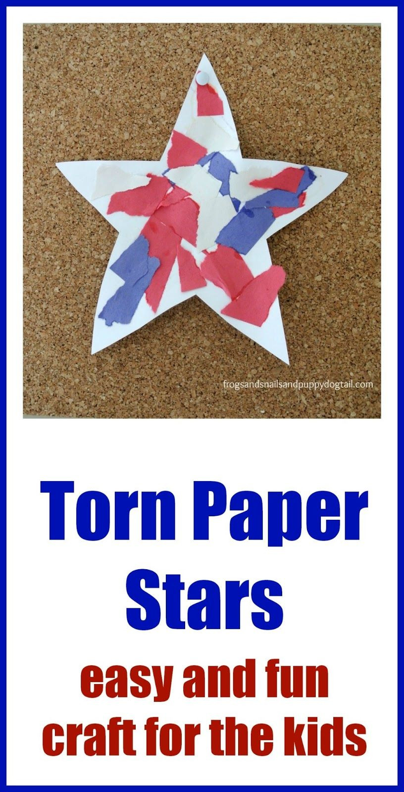 Memorial Day Preschool Crafts
 Patriotic Torn Paper Stars easy and fun craft for the