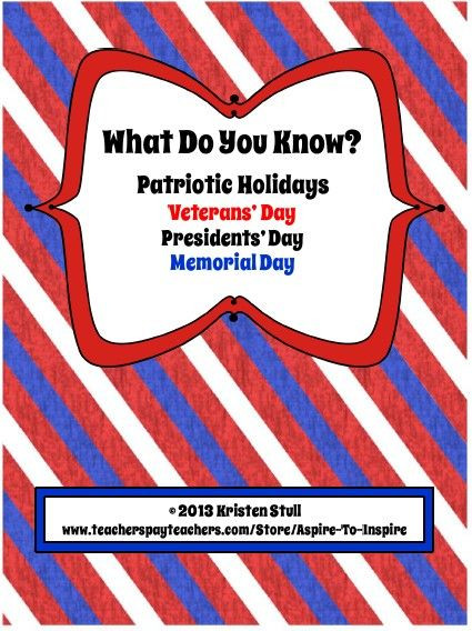 Memorial Day Speech Ideas
 FREEBIE What Do You Know Veterans Day Presidents Day