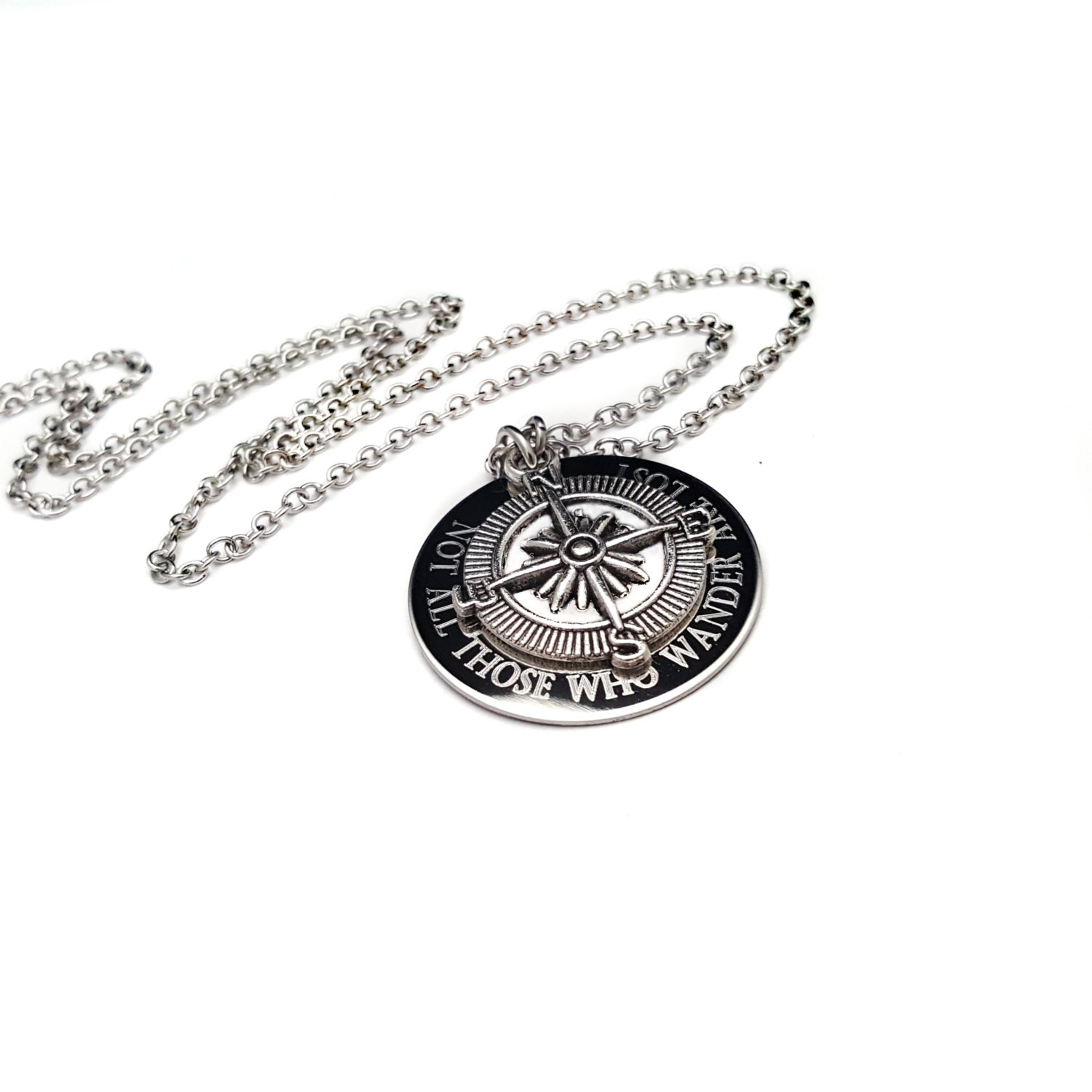 Mens Compass Necklace
 Mens pass Necklace pass For Men Engraved Jewelry
