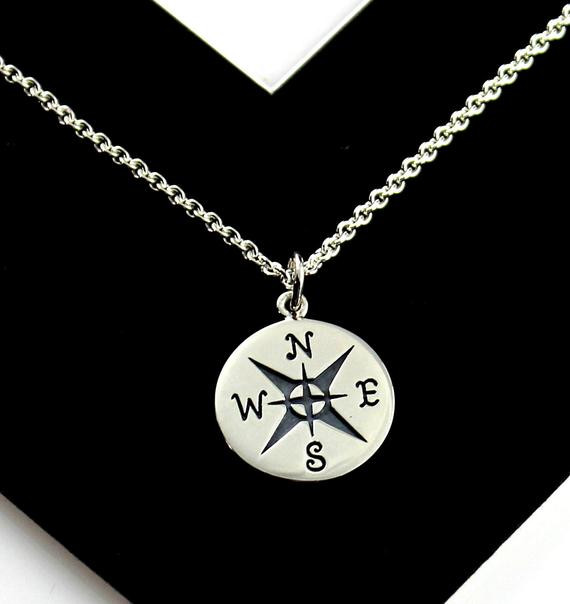 Mens Compass Necklace
 Mens Jewelry pass Necklace Sterling Let your