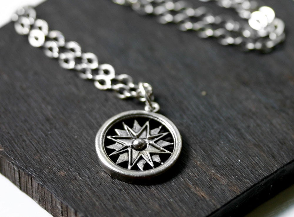 Mens Compass Necklace
 Mens Necklace with Nautical pass Charm