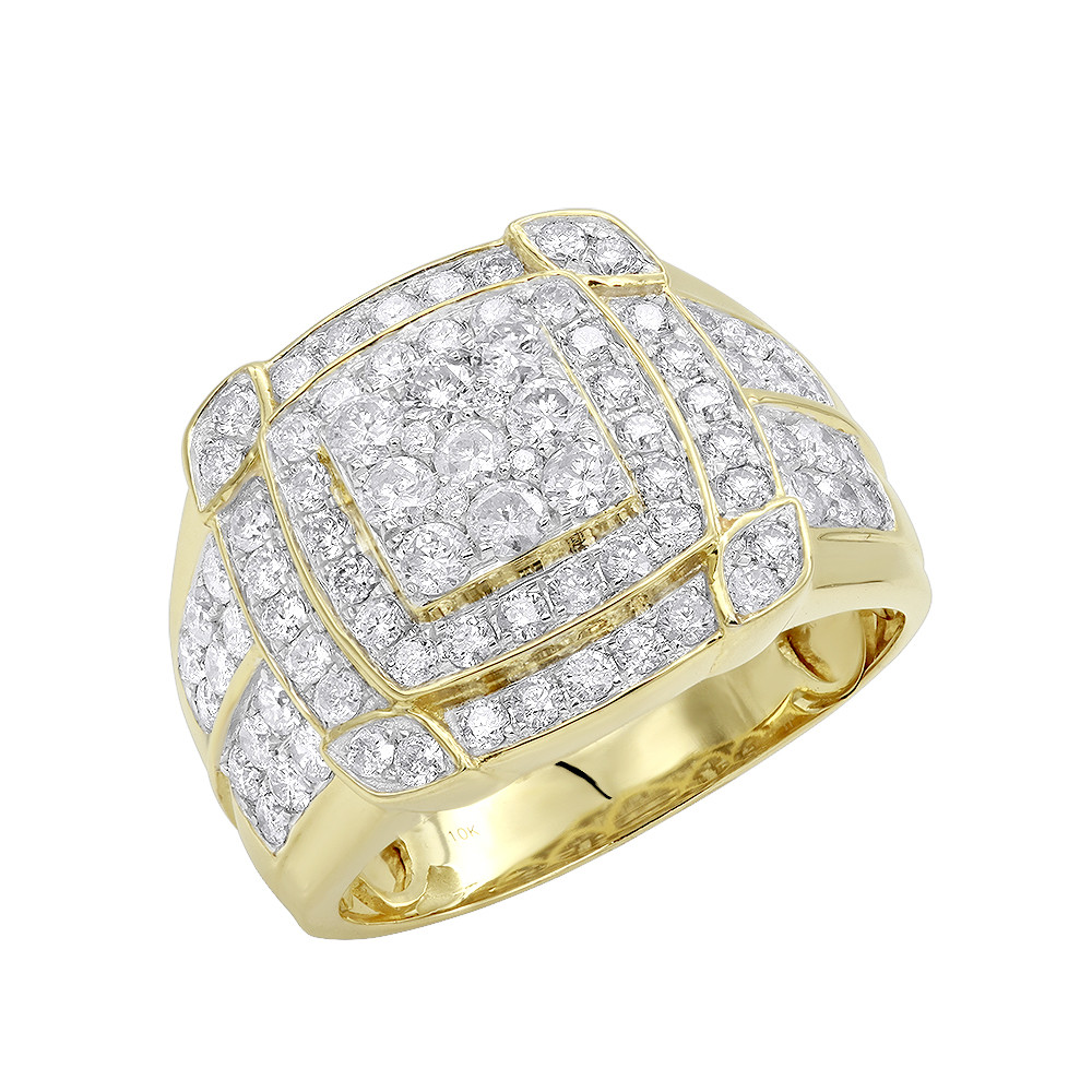 Mens Rings With Diamonds
 Mens Diamond Pinky Rings 10K Gold 2 5 Carat Luxurman
