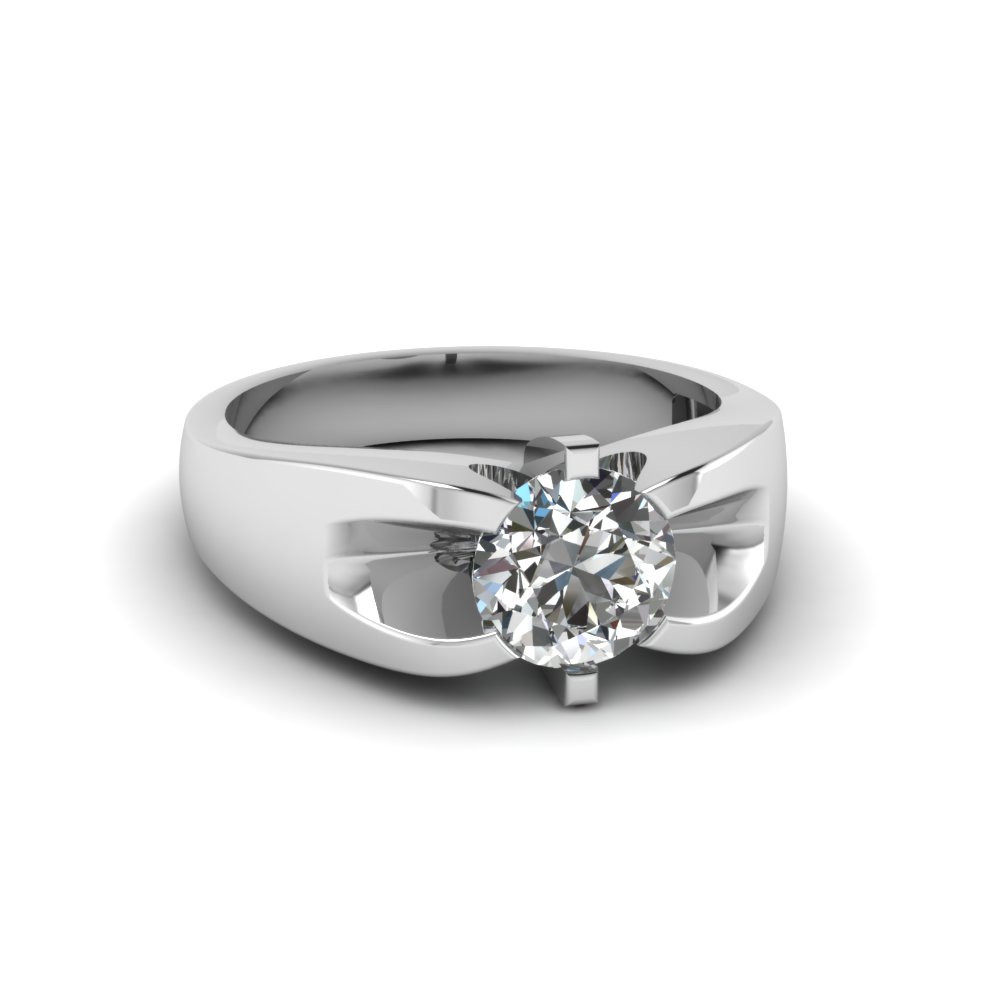 Mens Rings With Diamonds
 1 Carat Diamond Mens Wedding Ring In 18K White Gold