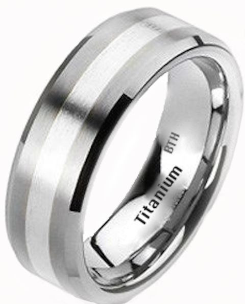Mens Silver Wedding Rings
 New Mens 925 Sterling Silver and Titanium Wedding
