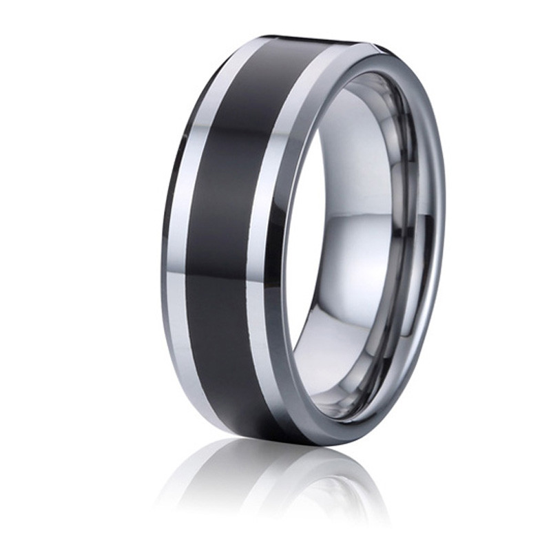 Mens Silver Wedding Rings
 tungsten wedding bands mens rings black and silver color