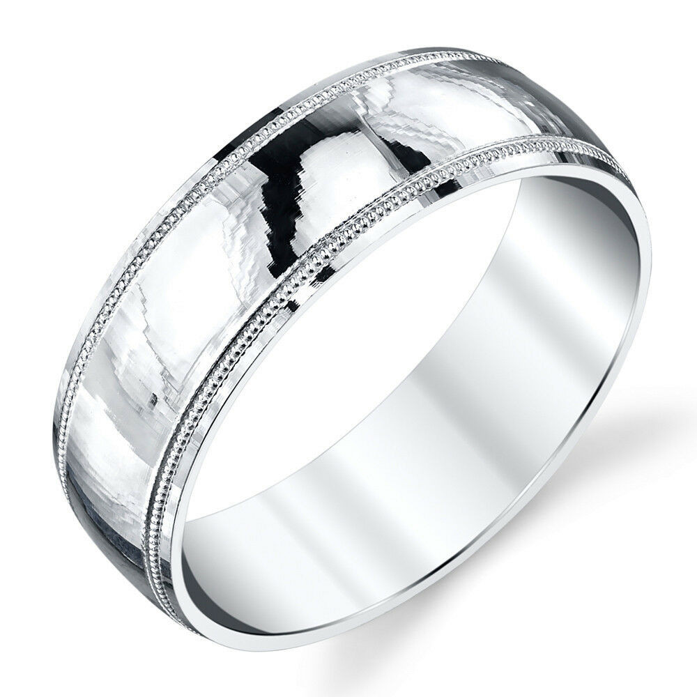 Mens Silver Wedding Rings
 925 Sterling Silver Mens Wedding Band Ring Milgrain