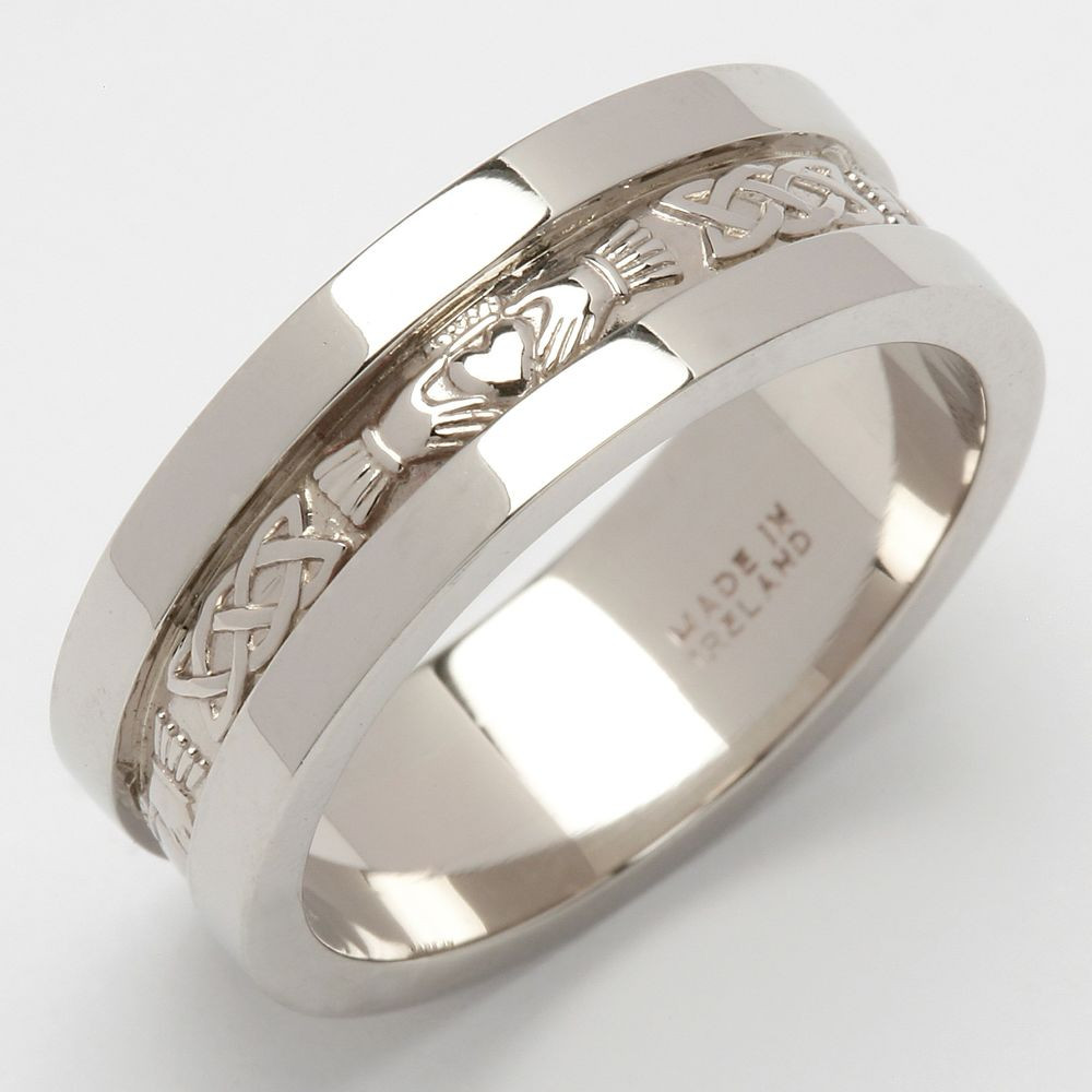 Mens Silver Wedding Rings
 Sterling Silver Mens Heavy Weight Claddagh Wedding Ring