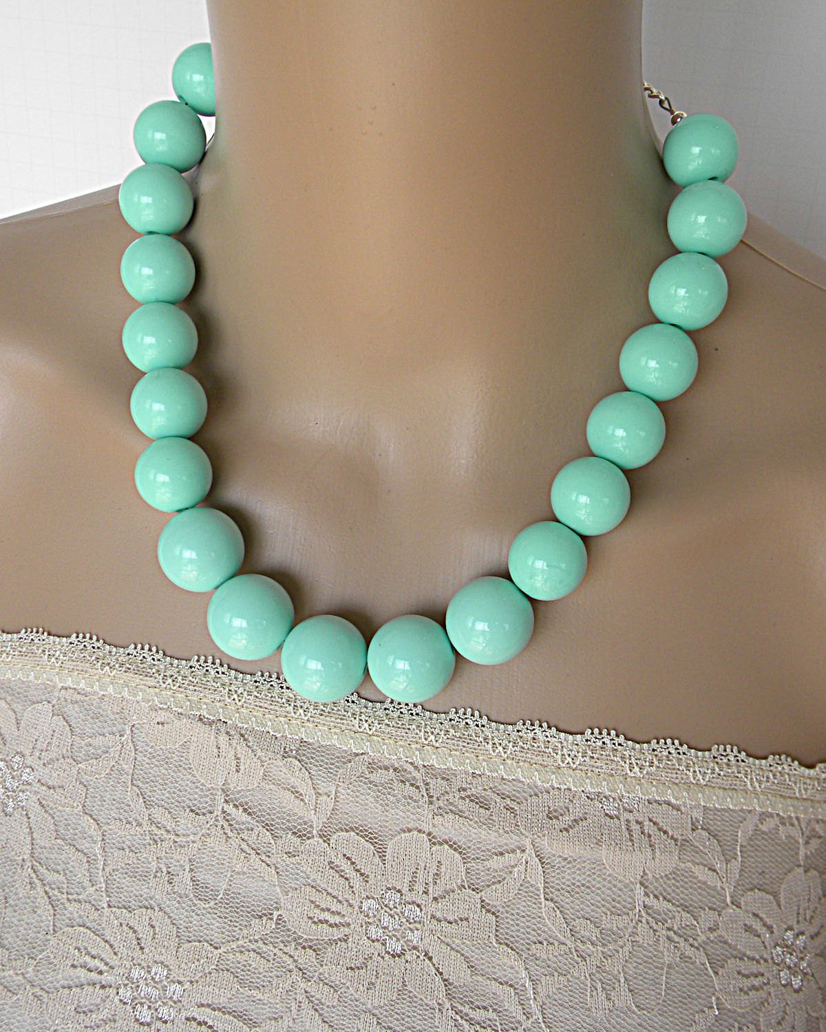 Mint Green Necklace
 Mint green necklace big chunky jewelry pastel necklace for