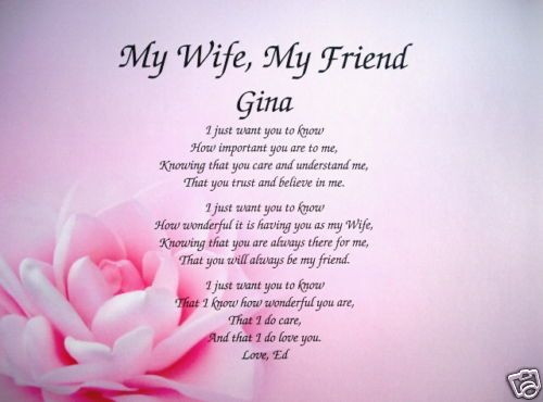 Mothers Day Gifts For Your Wife
 PERSONALIZED POEM TO WIFE BIRTHDAY MOTHERS DAY CHRISTMAS