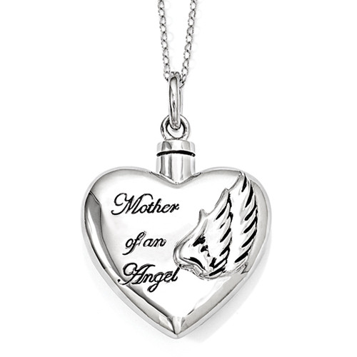 Necklace To Put Ashes In
 Mother of An Angel Sterling Silver Cremation Jewelry for
