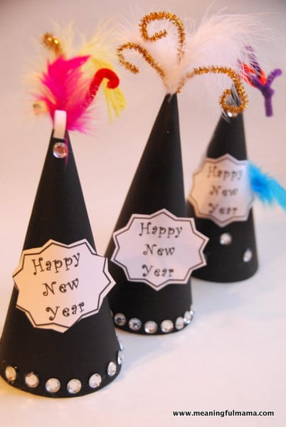 New Year Hat Craft
 New Years Eve DIY Party Hats with Printables