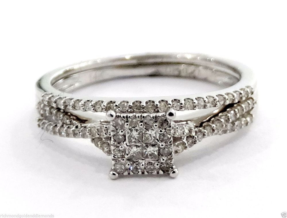 Old Fashioned Wedding Rings
 14k White Gold Vintage Double Engagement Style Diamond
