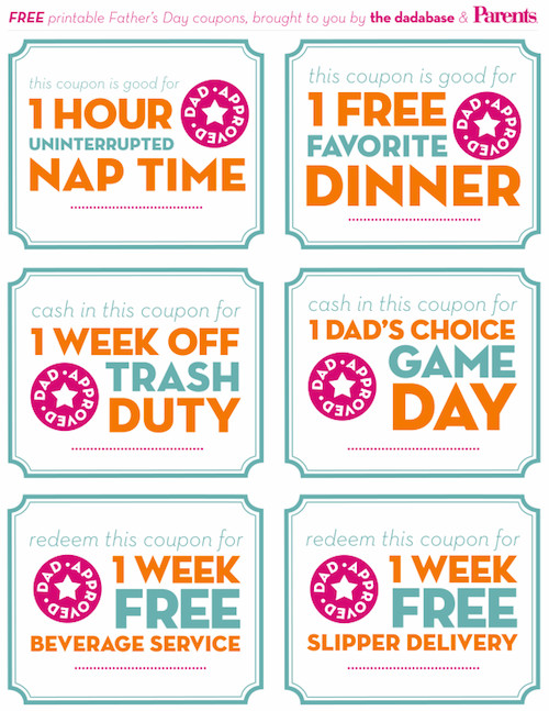 On Line Fathers Day Gifts
 Free Printable Father s Day Coupon Gift Idea
