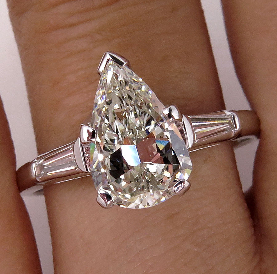 Pear Shaped Diamond Engagement Rings
 EGL USA Certified 3 23ct Pear Cut Diamond & Platinum