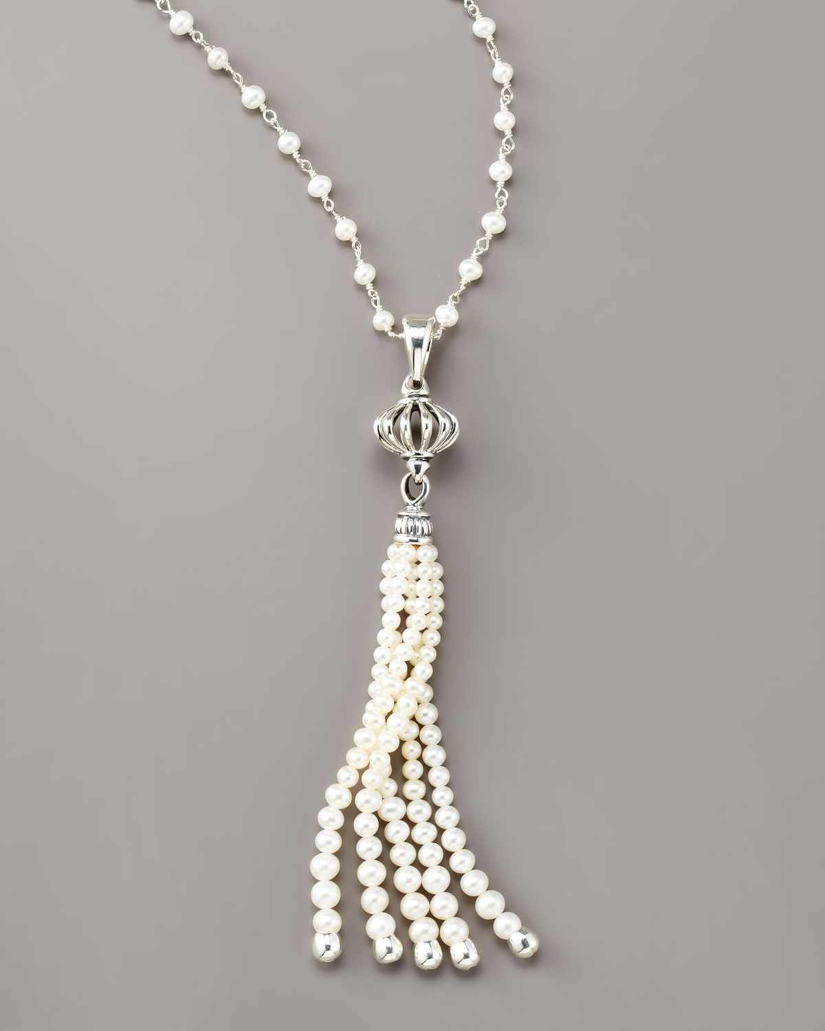 Pearl Tassel Necklace
 Lagos Luna Pearl tassel Necklace in Metallic