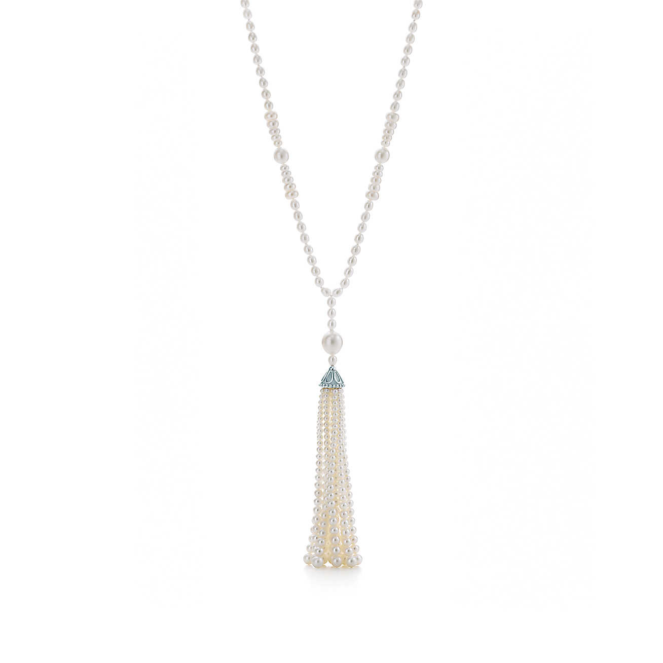 Pearl Tassel Necklace
 Ziegfeld Collection pearl tassel necklace in sterling