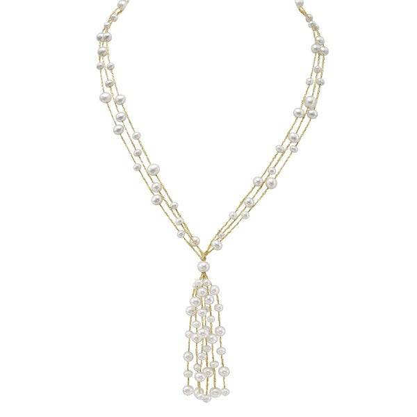 Pearl Tassel Necklace
 Shop Pearlyta Sterling Silver White Freshwater Pearl