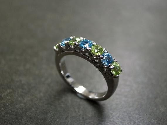 Peridot Wedding Rings
 Blue Topaz and Peridot Wedding Ring Peridot Engagement Ring