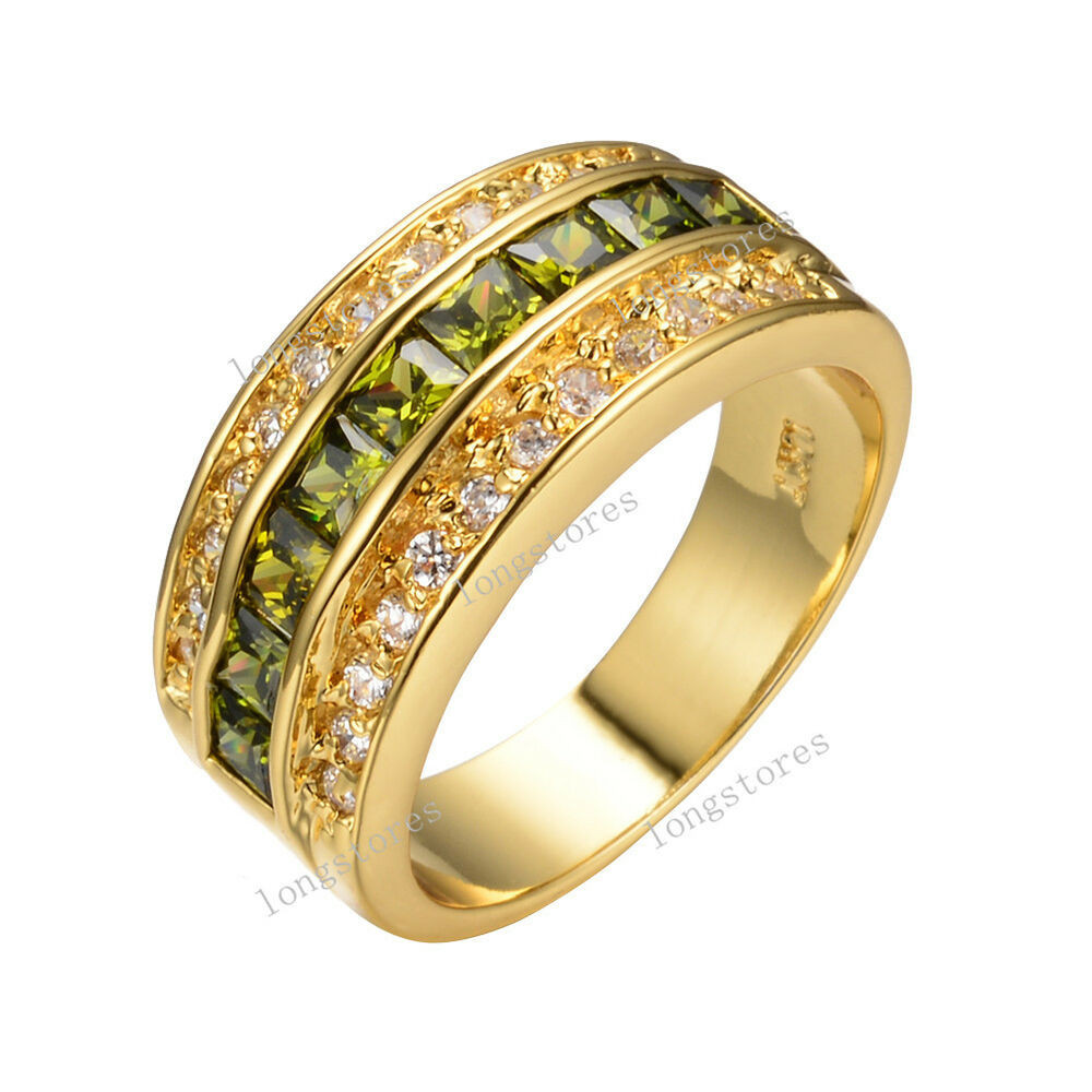 Peridot Wedding Rings
 Wedding Jewelry Rings Sz 9 12 Women Men Yellow Gold Filled
