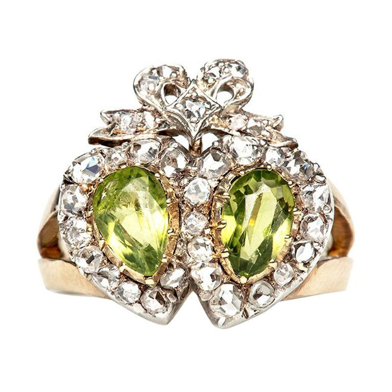 Peridot Wedding Rings
 Peridot Diamond Victorian Engagement Ring at 1stdibs