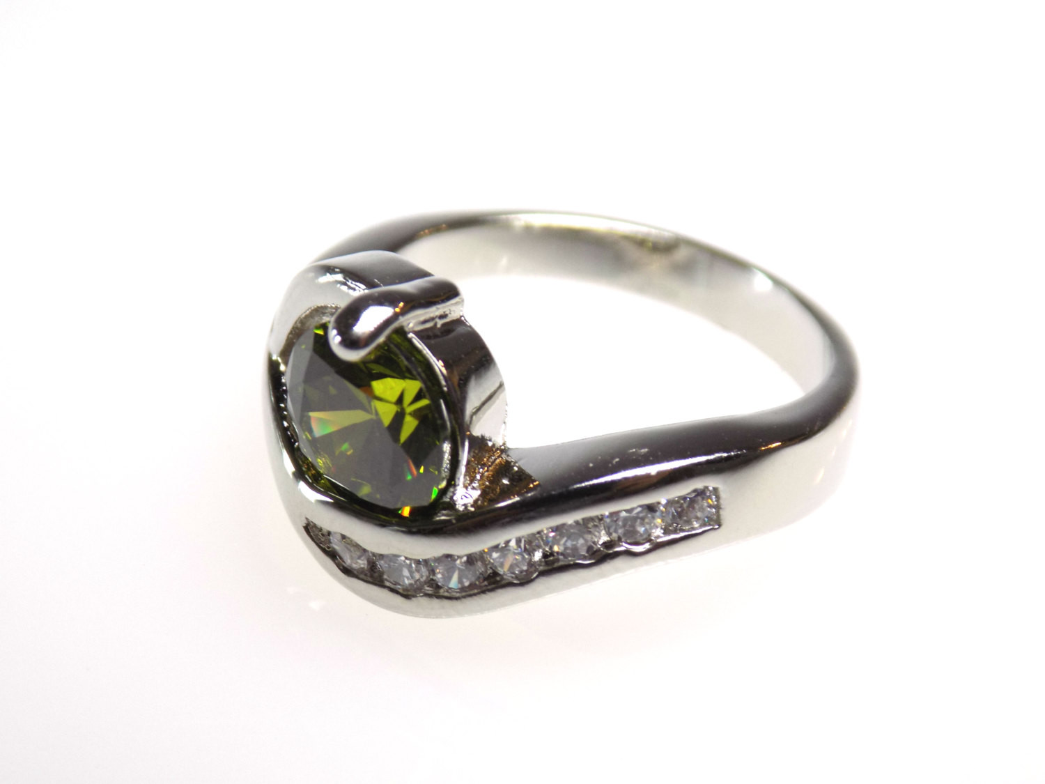 Peridot Wedding Rings
 peridot ring cz ring olive green ring twist ring wedding