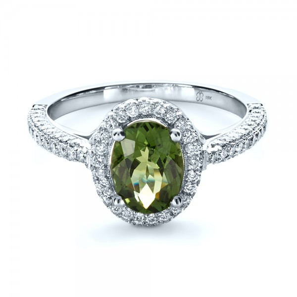Peridot Wedding Rings
 Custom Green Peridot and Diamond Engagement Ring 1125