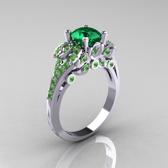 Peridot Wedding Rings
 Classic 14K White Gold 1 0 CT Emerald Peridot Blazer Wedding