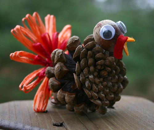 Pine Cone Crafts For Thanksgiving
 twin fibers Pinecone turkey decorations