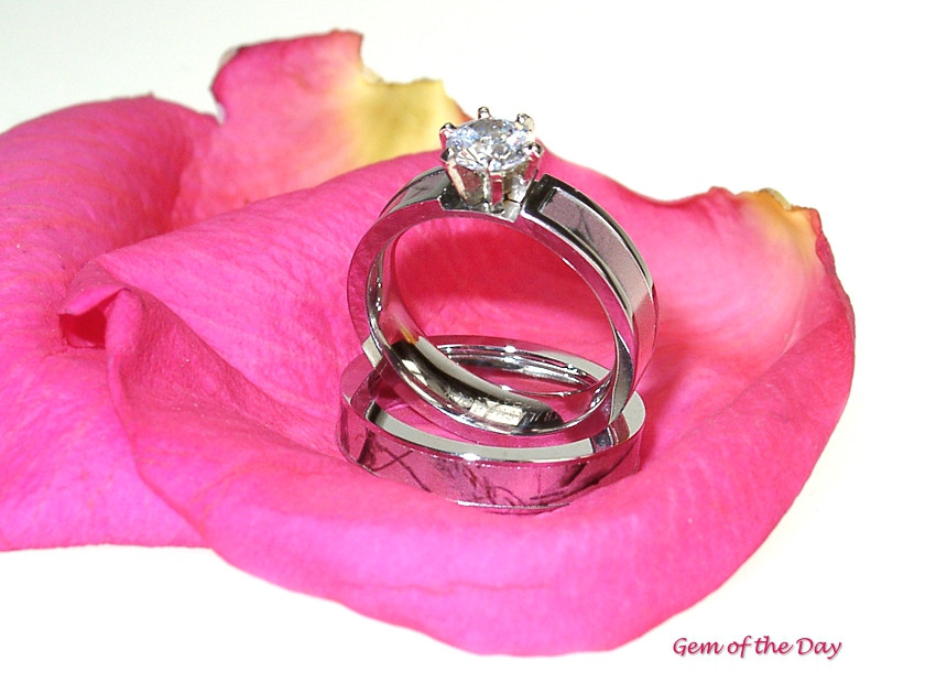 Pink Camo Wedding Ring Sets
 Gemday Pink Camouflage Engagement Ring and Wedding Band
