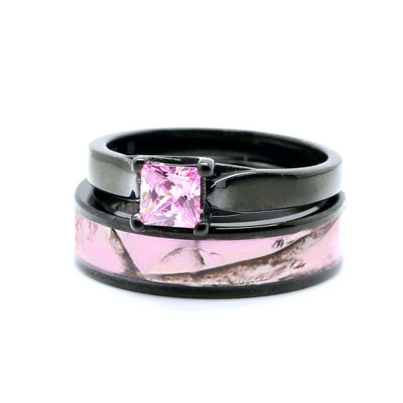 Pink Camo Wedding Ring Sets
 Women s Pink Camo Engagement Wedding Ring Set Sterling