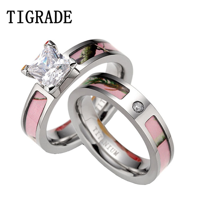 Pink Camo Wedding Ring Sets
 Aliexpress Buy Tigrade Luxury Cubic Zirconia Pink