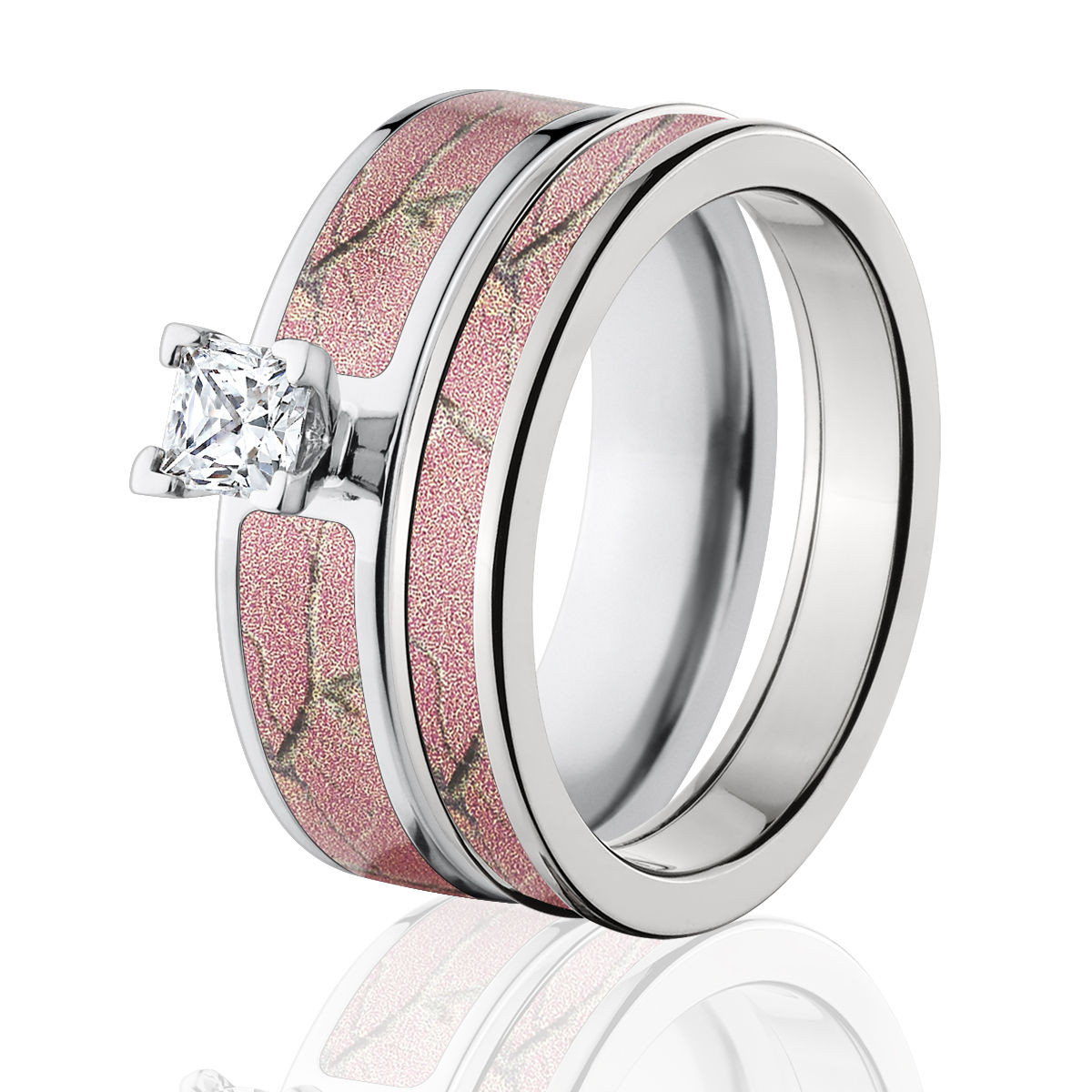 Pink Camo Wedding Ring Sets
 RealTree AP Pink Camo Bridal Set Pink Camo Engagement
