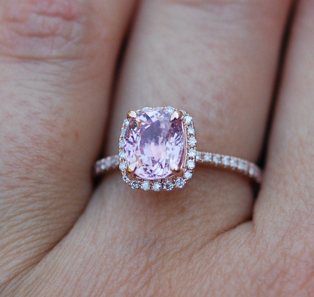 Pink Diamond Wedding Rings
 Pink Sapphire ring 14k rose gold diamond Engagement Ring